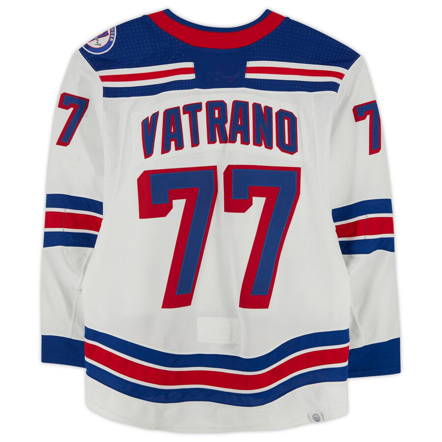 NY.Rangers #77 Frank Vatrano Fanatics Authentic Game-Used Set 3 Jersey Worn During Games Played Between March 20 and April 23, 2022 White Stitched American Hockey Jerseys CustomName