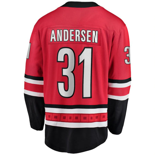 C.Hurricanes #31 Frederik Andersen Fanatics Branded Home Breakaway Player Jersey Red Stitched American Hockey Jerseys CustomName