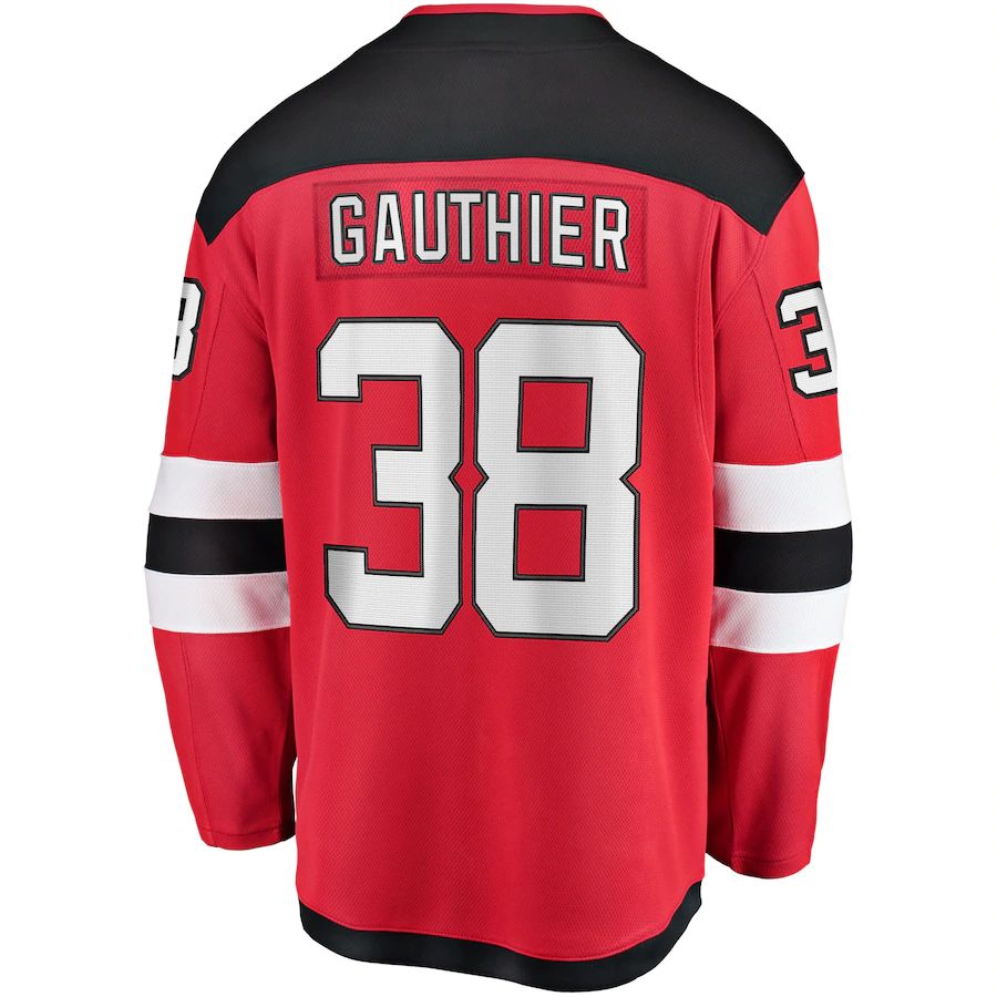 NJ.Devils #38 Frederik Gauthier Fanatics Branded Home Breakaway Player Jersey Red Stitched American Hockey Jerseys CustomName