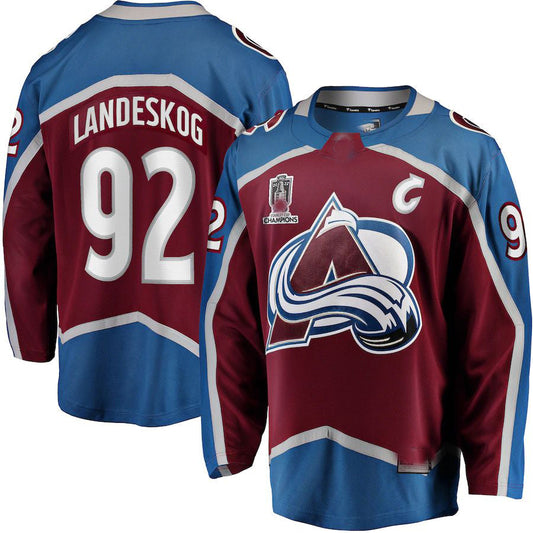 C.Avalanche #92 Gabriel Landeskog Fanatics Branded Home 2022 Stanley Cup Champions Breakaway Player Jersey Burgundy Stitched American Hockey Jerseys CustomName