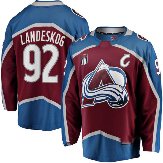 C.Avalanche #92 Gabriel Landeskog Fanatics Branded Home 2022 Stanley Cup Final Breakaway Player Jersey Burgundy Stitched American Hockey Jerseys CustomName