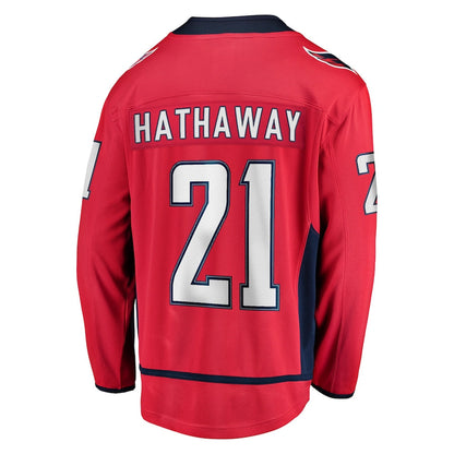 W.Capitals #21 Garnet Hathaway Fanatics Branded Replica Player Jersey  Red Stitched American Hockey Jerseys CustomName