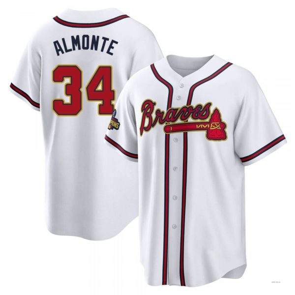 Atlanta Braves #34 AbCustomName2025m Almonte Gold White 2022 Program Jersey Stitches Baseball Jerseys