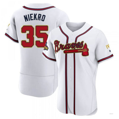 Atlanta Braves #35 Phil Niekro Gold White 2022 Program Jersey Stitches Baseball Jerseys