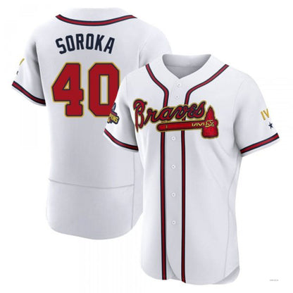 Atlanta Braves #40 Mike Soroka Gold White 2022 Program Jersey Stitches Baseball Jerseys