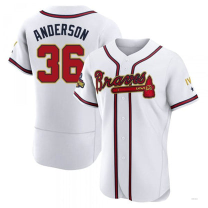 Atlanta Braves #36 Ian Anderson Gold White 2022 Program Jersey Stitches Baseball Jerseys