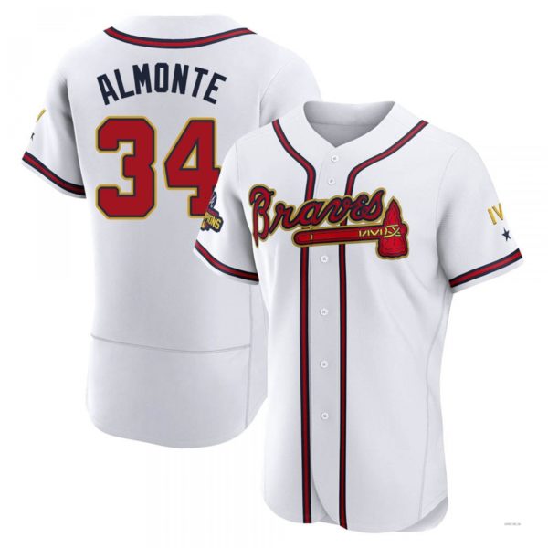 Atlanta Braves #34 AbCustomName2025m Almonte Gold White 2022 Program Jersey Stitches Baseball Jerseys