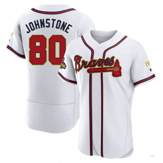 Atlanta Braves #80 Connor Johnstone Gold White 2022 Program Jersey Stitches Baseball Jerseys