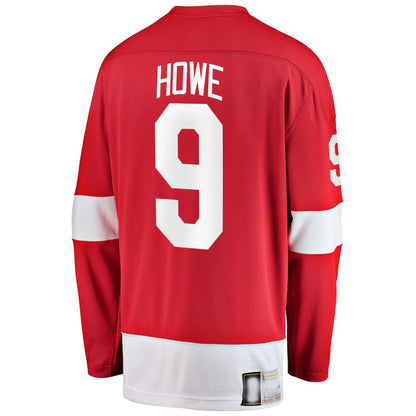 D.Red Wings #9 Gordie Howe Fanatics Branded Premier Breakaway Retired Player Jersey  Red Stitched American Hockey Jerseys CustomName