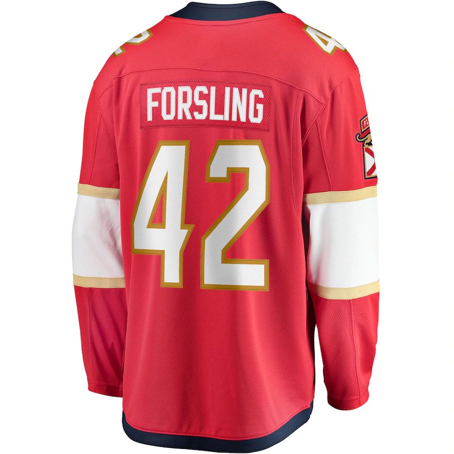 F.Panthers #42 Gustav Forsling Fanatics Branded Home Breakaway Player Jersey Red Stitched American Hockey Jerseys CustomName