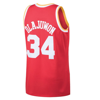 H.Rockets #34 Hakeem Olajuwon Mitchell & Ness 1993-94 Hardwood Classics Swingman Jersey Red Stitched American Basketball Jersey