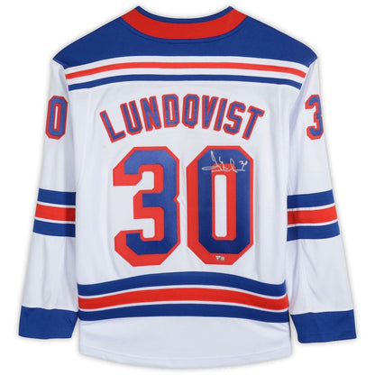 NY.Rangers #30 Henrik Lundqvist Fanatics Authentic Autographed  Breakaway Jersey White Stitched American Hockey Jerseys CustomName