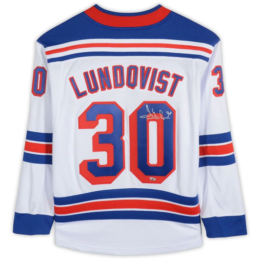 NY.Rangers #30 Henrik Lundqvist Fanatics Authentic Autographed  Breakaway Jersey White Stitched American Hockey Jerseys CustomName