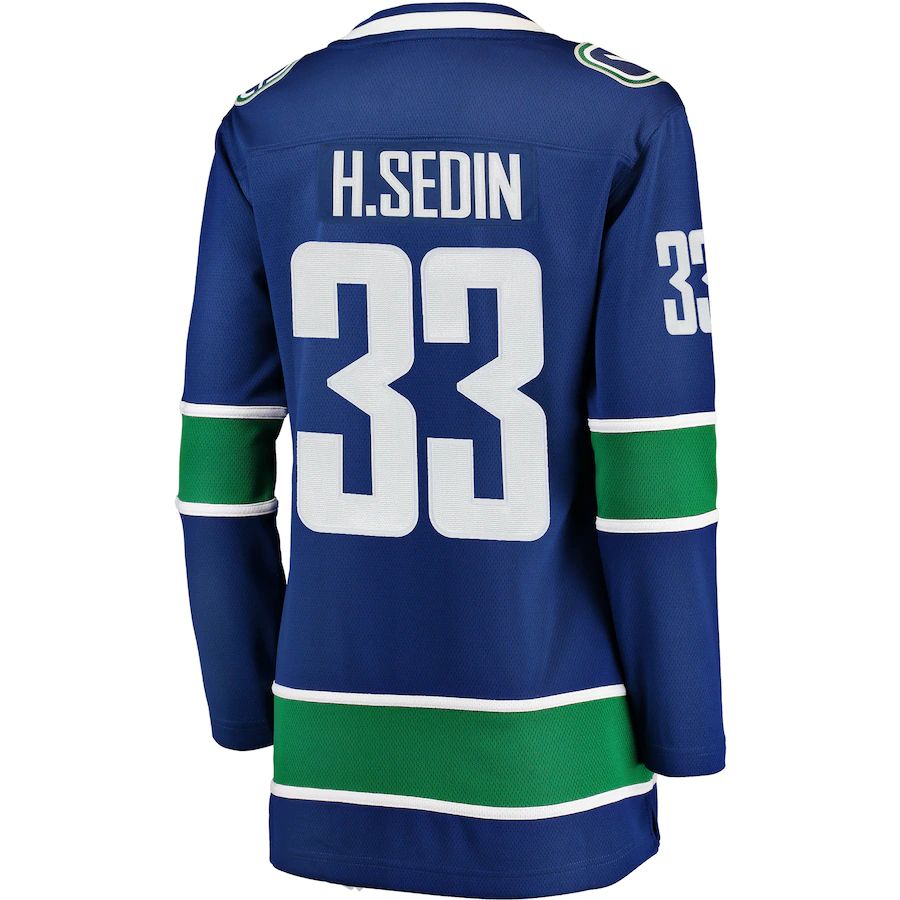 V.Canucks #33 Henrik Sedin Fanatics Branded Home Breakaway Player Jersey Blue Stitched American Hockey Jerseys CustomName