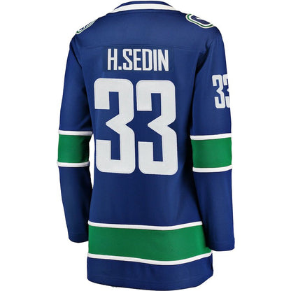 V.Canucks #33 Henrik Sedin Fanatics Branded Home Breakaway Player Jersey Blue Stitched American Hockey Jerseys CustomName
