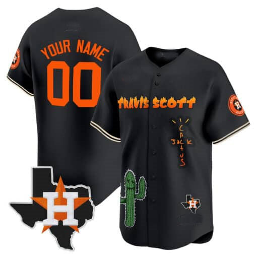 Custom Houston Astros Cactus Jack Patch Vapor Premier Limited ¨C All Stitched Baseball Jersey