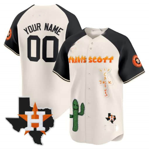 Custom Houston Astros Cactus Jack Patch Vapor Premier Limited ¨C All Stitched Baseball Jersey