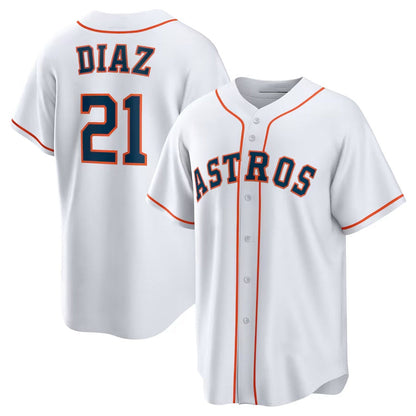 Houston Astros #21 Yainer Diaz Home Replica Jersey - White Stitched Baseball Jersey