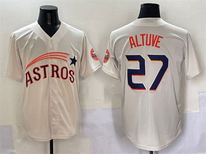 Houston Astros #27 Jose Altuve Cream Throwback Cooperstown Collection Limited Stitched Baseball Jersey