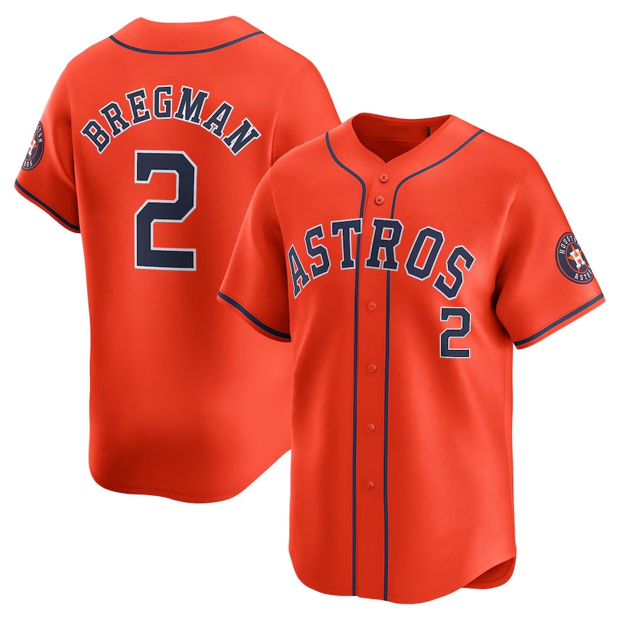 Houston Astros #2 Alex Bregman Alternate Limited Player Jersey ¨C Orange Stitched Baseball Jersey