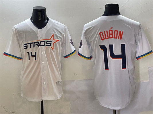 Houston Astros #14 Mauricio Dub¨®n White 2025 City Connect Limited Stitched Baseball Jersey