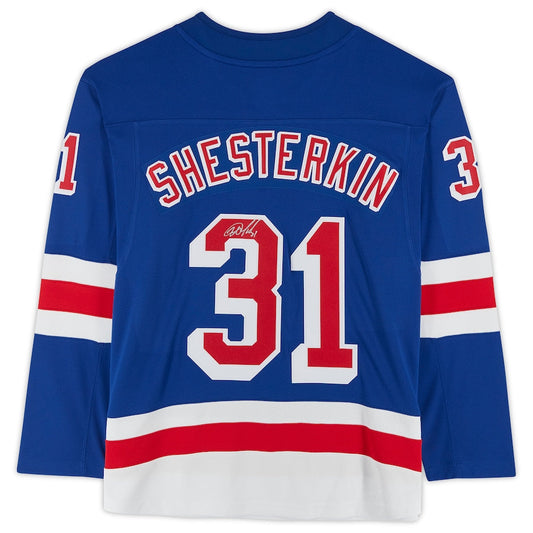 NY.Rangers #31 Igor Shesterkin Fanatics Authentic Autographed Blue Fanatics Breakaway Jersey Stitched American Hockey Jerseys CustomName