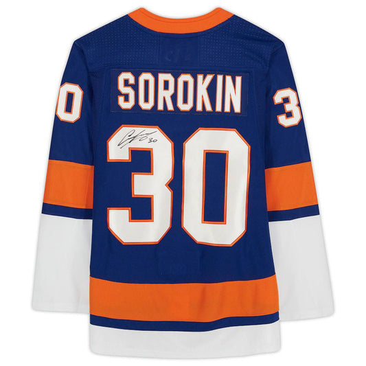 NY.Islanders #30 Ilya Sorokin Fanatics Authentic Autographed Blue  Jersey Royal Stitched American Hockey Jerseys CustomName