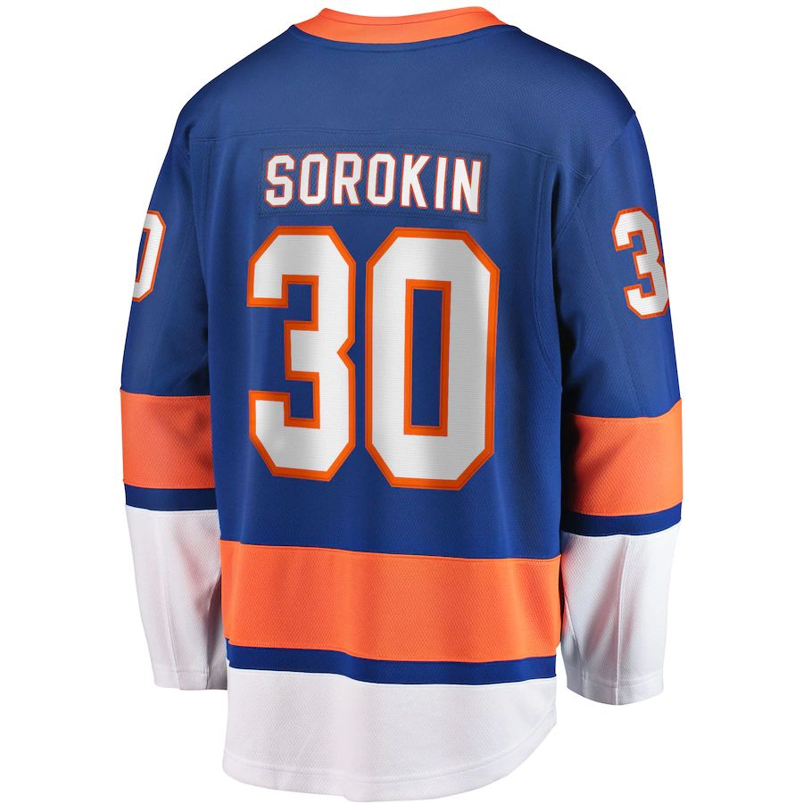 NY.Islanders #30 Ilya Sorokin Fanatics Branded Home Breakaway Player Jersey Royal Stitched American Hockey Jerseys CustomName