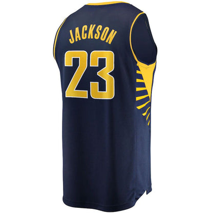 IN.Pacers #23 Isaiah Jackson Fanatics Branded 2021-22 Fast Break Replica Jersey Icon Edition Navy Stitched American Basketball Jersey