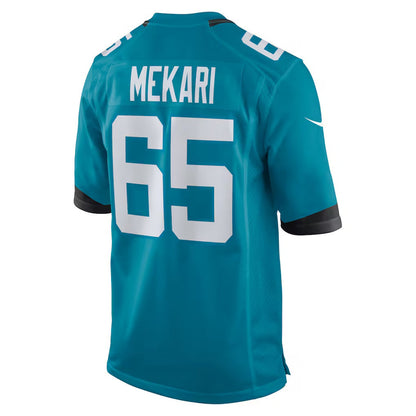 J.Jaguars #65 Patrick Mekari Teal Team Game American Football Jersey