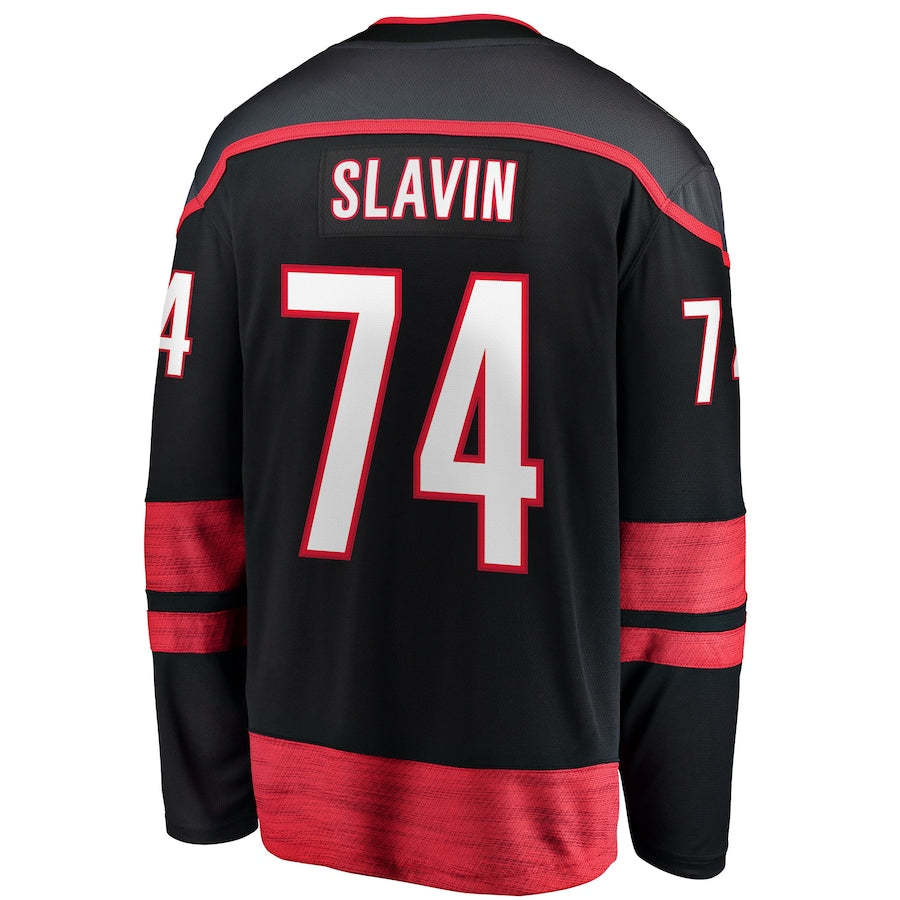 C.Hurricanes #74 Jaccob Slavin Fanatics Branded Home Breakaway Player Jersey Black Stitched American Hockey Jerseys CustomName