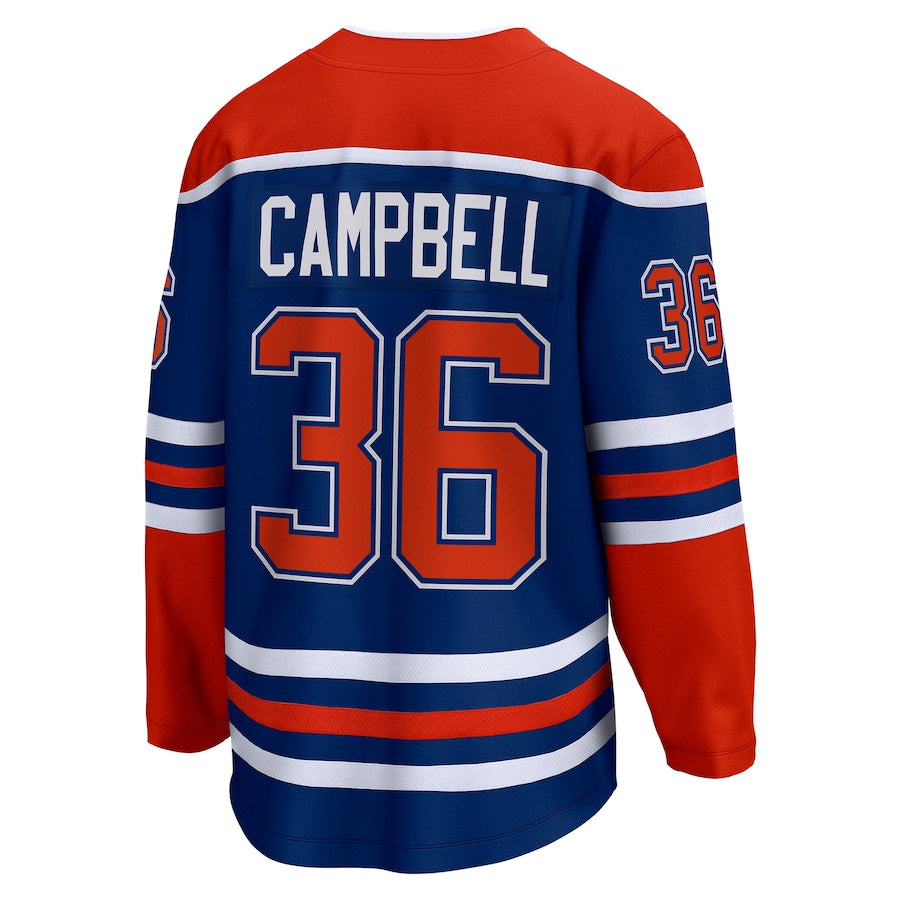 E.Oilers #36 Jack Campbell Fanatics Branded Home Breakaway Player Jersey  Royal Stitched American Hockey Jerseys CustomName
