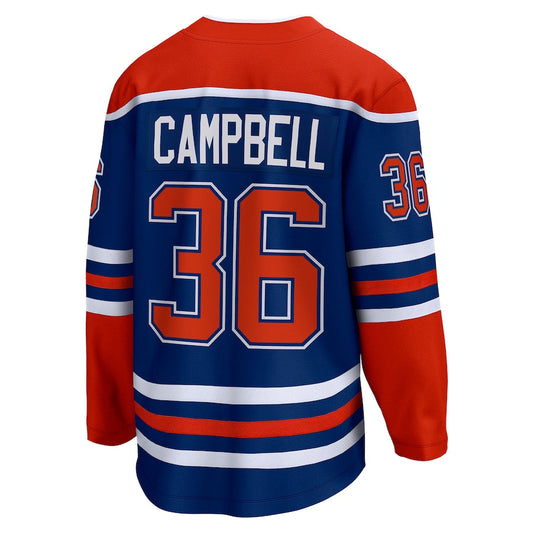 E.Oilers #36 Jack Campbell Fanatics Branded Home Breakaway Player Jersey  Royal Stitched American Hockey Jerseys CustomName