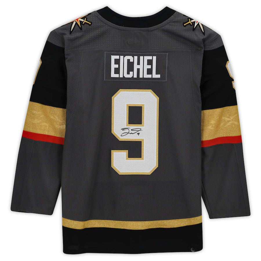 V.Golden Knights #9 Jack Eichel Fanatics Authentic Autographed Gray Stitched American Hockey Jerseys CustomName
