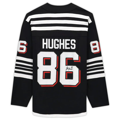 NJ.Devils #86 Jack Hughes Fanatics Authentic Autographed Alternate Breakaway Jersey Black Stitched American Hockey Jerseys CustomName
