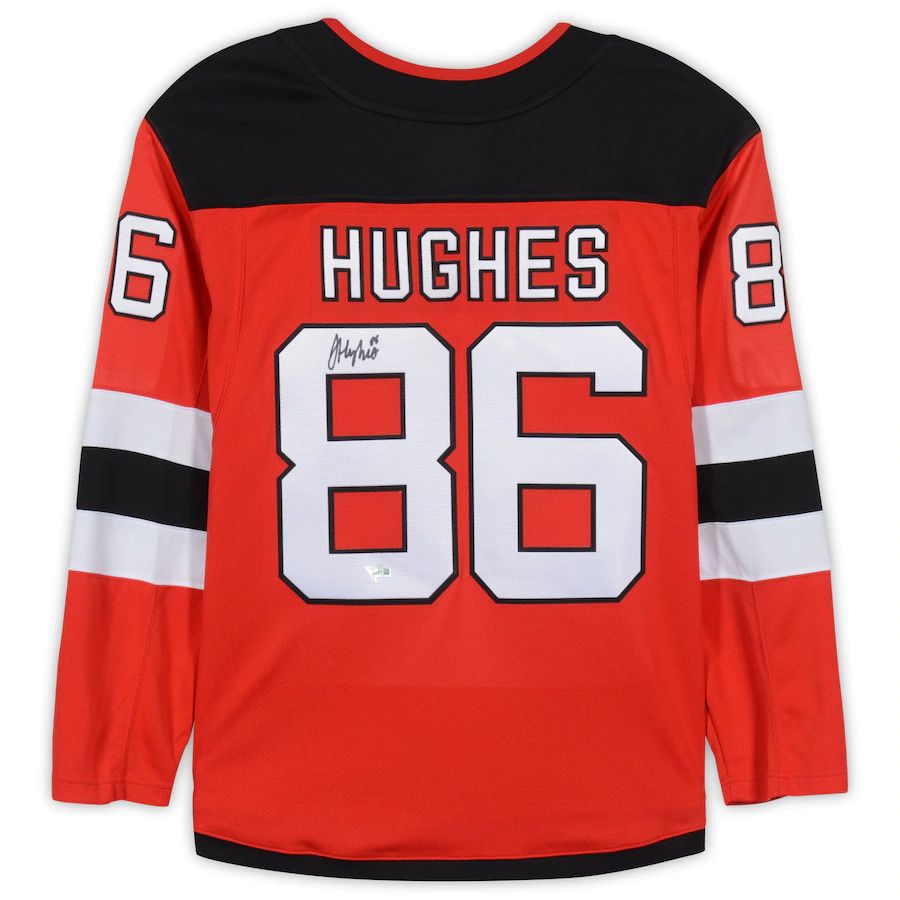 NJ.Devils #86 Jack Hughes Fanatics Authentic Autographed Breakaway Jersey Red Stitched American Hockey Jerseys CustomName