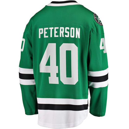 D.Stars #40 Jacob Peterson Fanatics Branded Home Breakaway Player Jersey Kelly Green Stitched American Hockey Jerseys CustomName