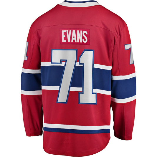 M.Canadiens #71 Jake Evans Fanatics Branded Home Breakaway Player Jersey Red Stitched American Hockey Jerseys CustomName