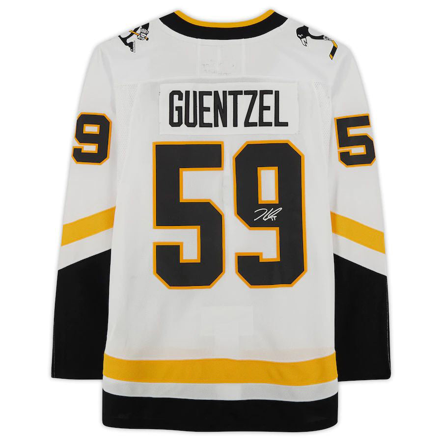 P.Penguins #59 Jake Guentzel Fanatics Authentic Autographed 2020 Reverse Retro  White Stitched American Hockey Jerseys CustomName