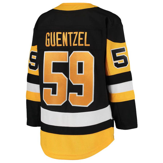 P.Penguins #59 Jake Guentzel Home Premier Player Jersey Black Stitched American Hockey Jerseys CustomName