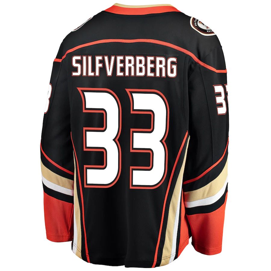 A.Ducks #33 Jakob Silfverberg Fanatics Branded Breakaway Player Jersey Black Stitched American Hockey Jerseys CustomName