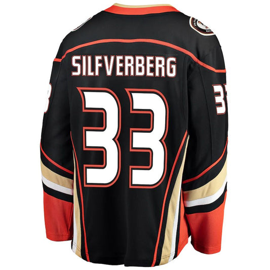 A.Ducks #33 Jakob Silfverberg Fanatics Branded Breakaway Player Jersey Black Stitched American Hockey Jerseys CustomName