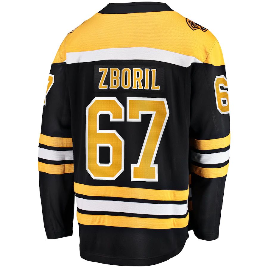 B.Bruins #67 Jakub Zboril Fanatics Branded Home Breakaway Player Jersey Black Stitched American Hockey Jerseys CustomName