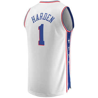 PH.76ers #1 James Harden Fanatics Branded Fast Break Replica Jersey Association Edition White Stitched American Basketball Jersey