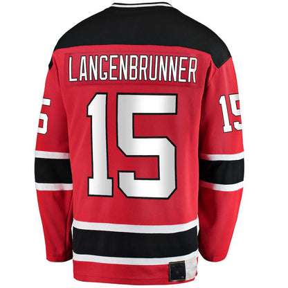 NJ.Devils #15 Jamie Langenbrunner Fanatics Branded Premier Breakaway Retired Player Jersey Red Stitched American Hockey Jerseys CustomName