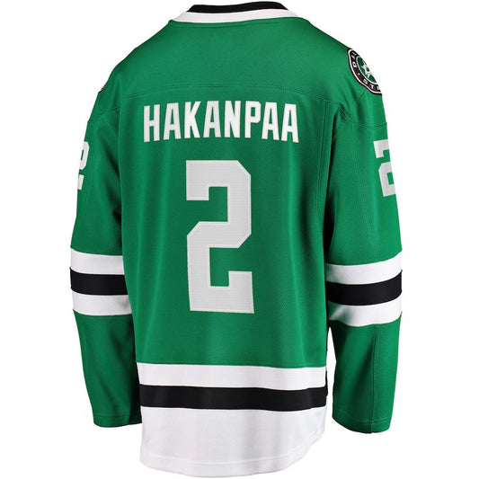 D.Stars #2 Jani Hakanpaa Fanatics Branded Home Breakaway Player Jersey Kelly Green Stitched American Hockey Jerseys CustomName
