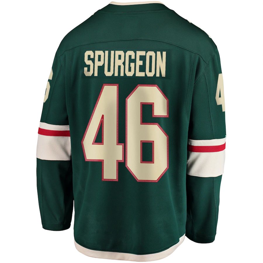 M.Wild #46 Jared Spurgeon Fanatics Branded Youth Breakaway Player Jersey Green Stitched American Hockey Jerseys CustomName