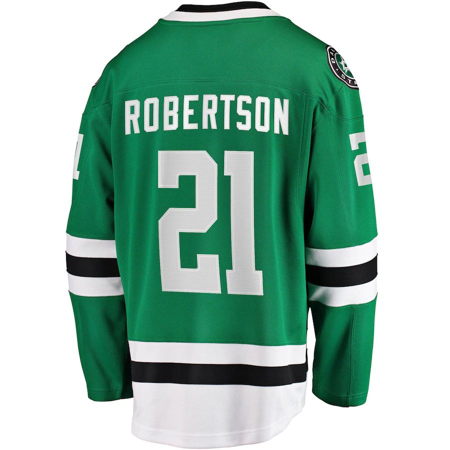 D.Stars #21 Jason Robertson Fanatics Branded 2017-18 Home Breakaway Replica Jersey Kelly Green Stitched American Hockey Jerseys CustomName