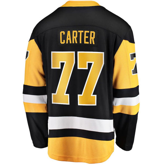 P.Penguins #77 Jeff Carter Fanatics Branded 2017-18 Home Breakaway Replica Jersey  Black Stitched American Hockey Jerseys CustomName