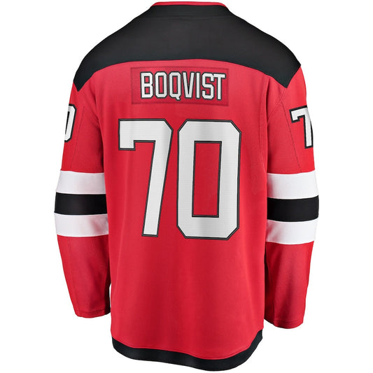 NJ.Devils #70 Jesper Boqvist Fanatics Branded Home Breakaway Player Jersey Red Stitched American Hockey Jerseys CustomName